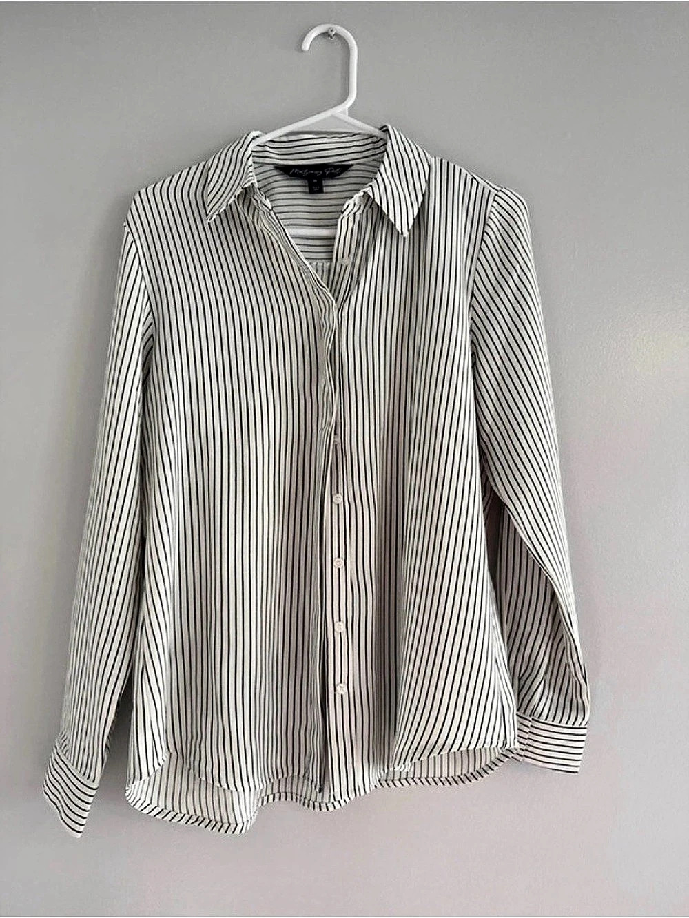 Striped Button Down Shirt in White & Black